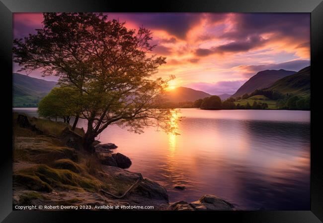 Coniston Water Sunset Framed Print by Robert Deering