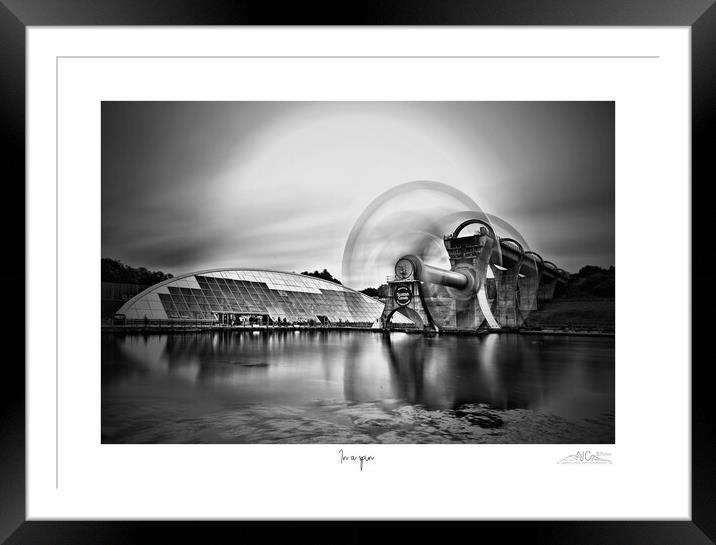 In a spin Falkirk wheel mono long exposure Framed Mounted Print by JC studios LRPS ARPS
