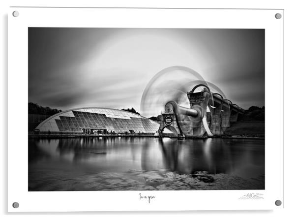 In a spin Falkirk wheel mono long exposure Acrylic by JC studios LRPS ARPS