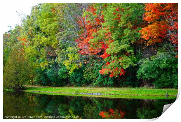Autumn's Mirror: Jackson Park Pond Print by Ken Oliver