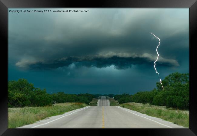 Supercell Road. Texas Framed Print by John Finney