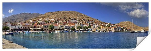 Halki Harbour View Print by Tom Gomez