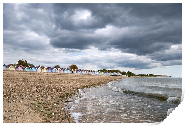 Beach Huts at Mersea Print by Nigel Bangert