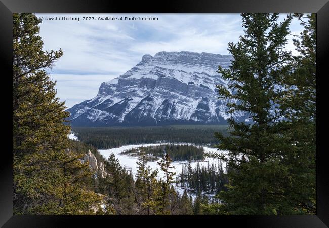  Hoodoos and Snowy Tunnel Mountain, Alberta Framed Print by rawshutterbug 