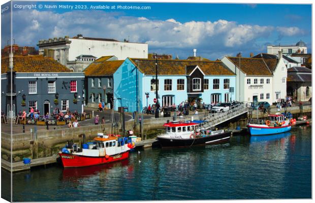 A view of Weymouth Harbour, Dorset  Canvas Print by Navin Mistry