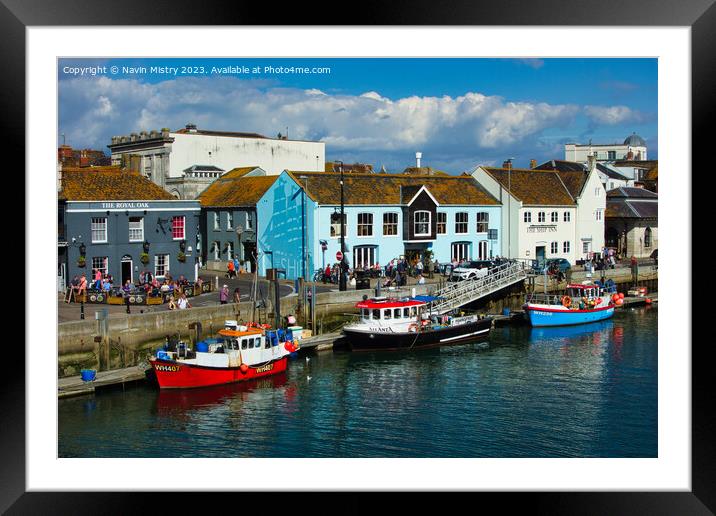 A view of Weymouth Harbour, Dorset  Framed Mounted Print by Navin Mistry