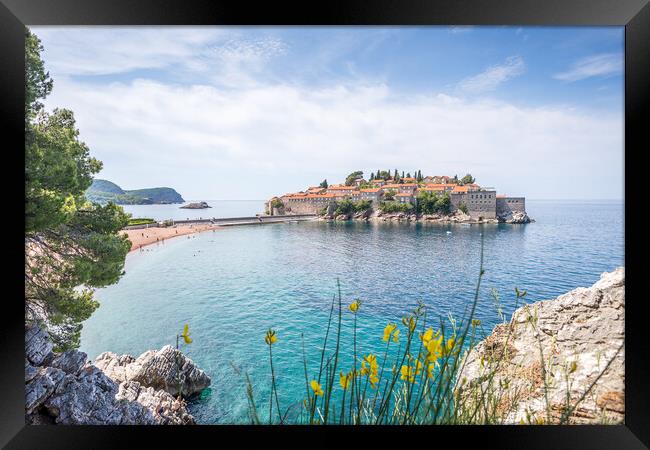 Adriatic Jewel: The Sveti Stefan Island Framed Print by Jason Wells
