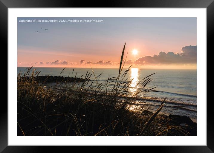 Warm Sunrise at Potters Resort, Hopton-on-Sea Framed Mounted Print by Rebecca Abbott