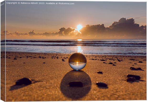 Crystal Ball Sunrise at Potters Resort, Hopton-on- Canvas Print by Rebecca Abbott
