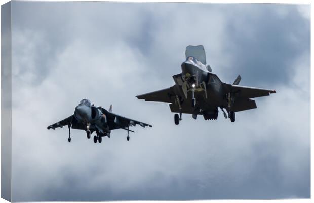 F35 and Harrier Canvas Print by J Biggadike