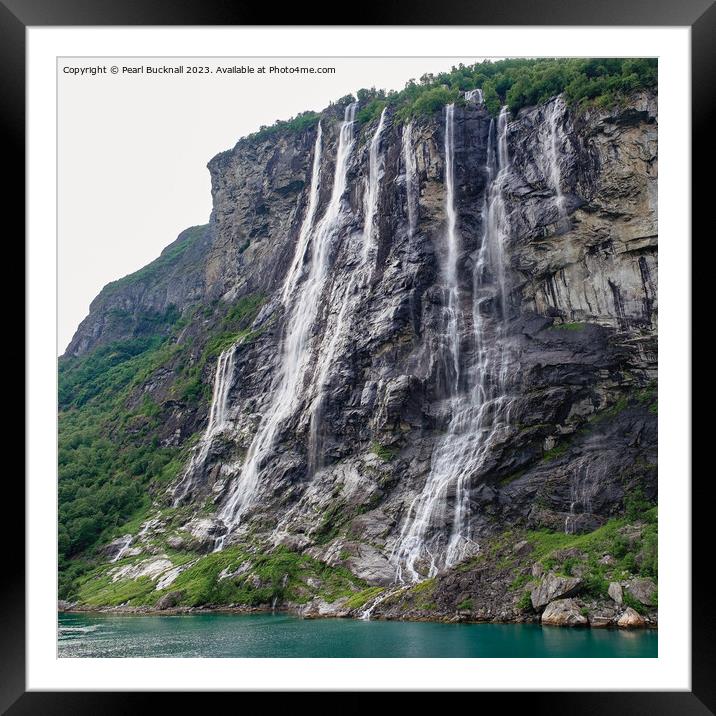 Seven Sisters Waterfall Geiranger Fjord Norway Framed Mounted Print by Pearl Bucknall