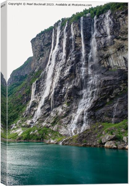 Seven Sisters Waterfall Geiranger Fjord Norway Canvas Print by Pearl Bucknall