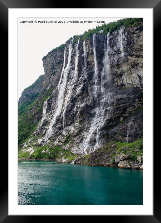 Seven Sisters Waterfall Geiranger Fjord Norway Framed Mounted Print by Pearl Bucknall