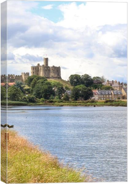 Warkworth castle in the morning sun  Canvas Print by Tony lopez