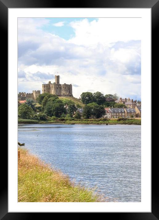 Warkworth castle in the morning sun  Framed Mounted Print by Tony lopez