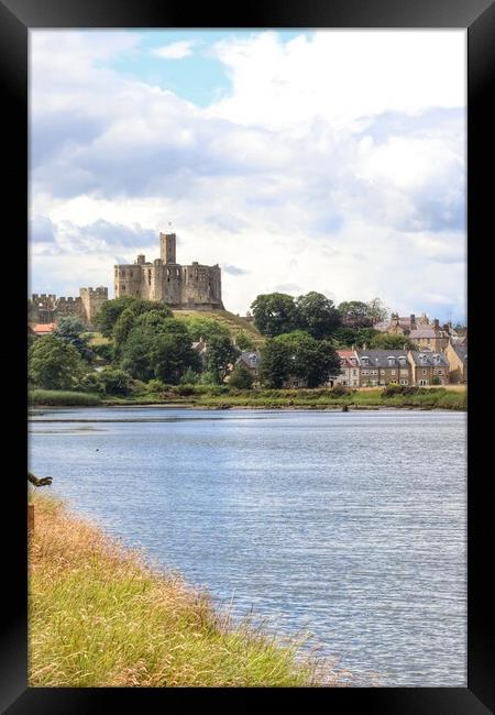 Warkworth castle in the morning sun  Framed Print by Tony lopez