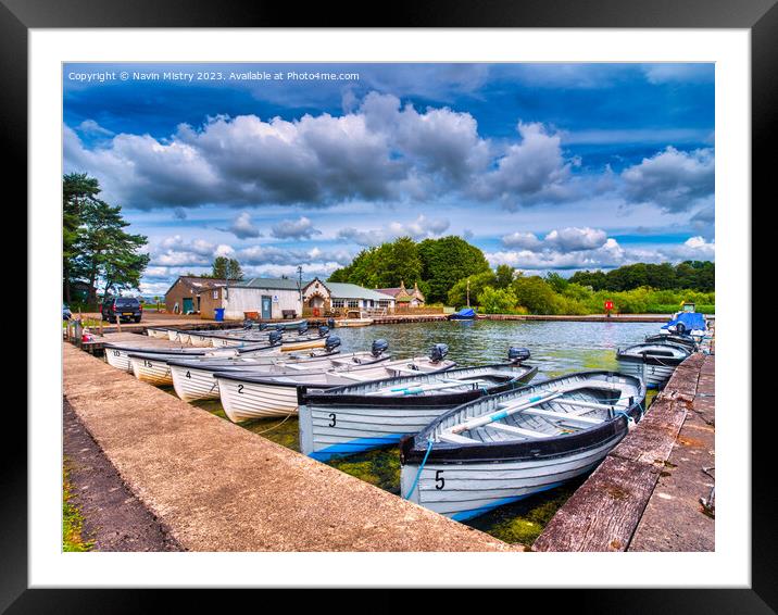 Loch Leven Angling Boats, Kinross Framed Mounted Print by Navin Mistry