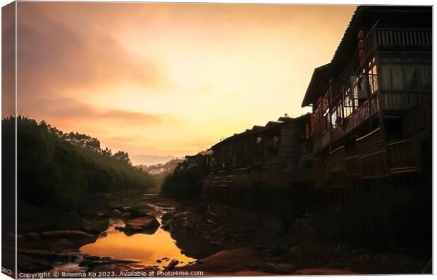 Chinese Ancient Town of Zhongshan Canvas Print by Rowena Ko
