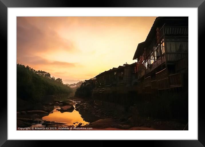 Chinese Ancient Town of Zhongshan Framed Mounted Print by Rowena Ko