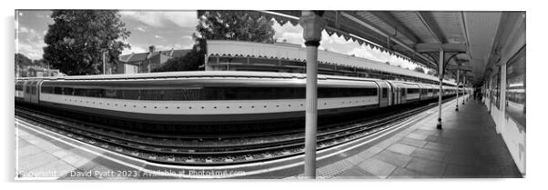 London Tube Station And Train Panorama  Acrylic by David Pyatt