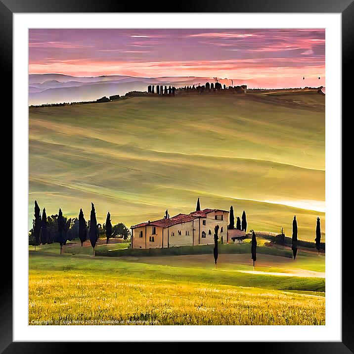 Quintessential Tuscan Panorama Framed Mounted Print by Luigi Petro