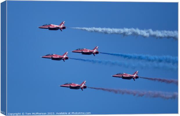 Thrilling Sky Dance of Red Arrows Canvas Print by Tom McPherson
