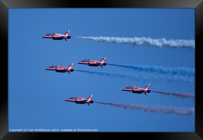 Thrilling Sky Dance of Red Arrows Framed Print by Tom McPherson
