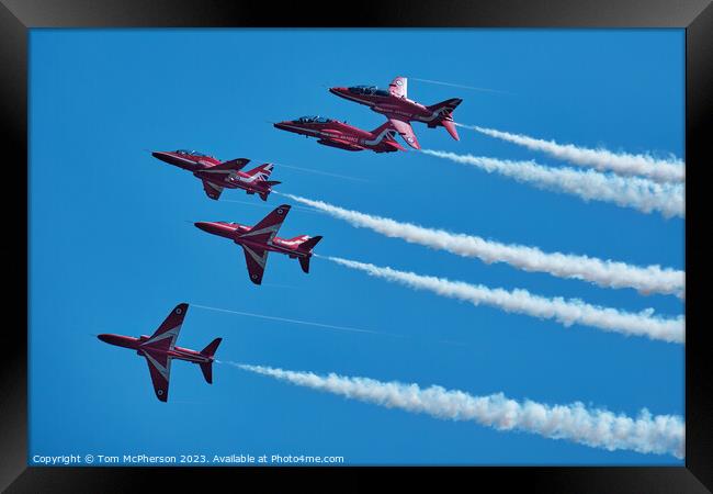 Sky Dance of Red Arrows Framed Print by Tom McPherson