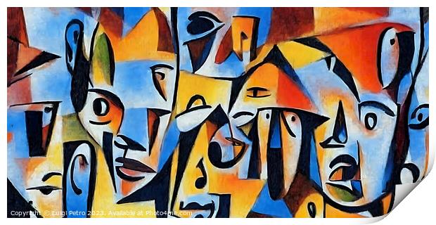 Vibrant Cubist-Inspired Abstract Portrait Print by Luigi Petro