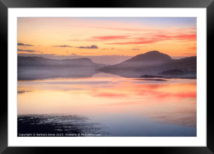 Loch Carron Sunset, Dying Embers, Scotland. Framed Mounted Print by Barbara Jones