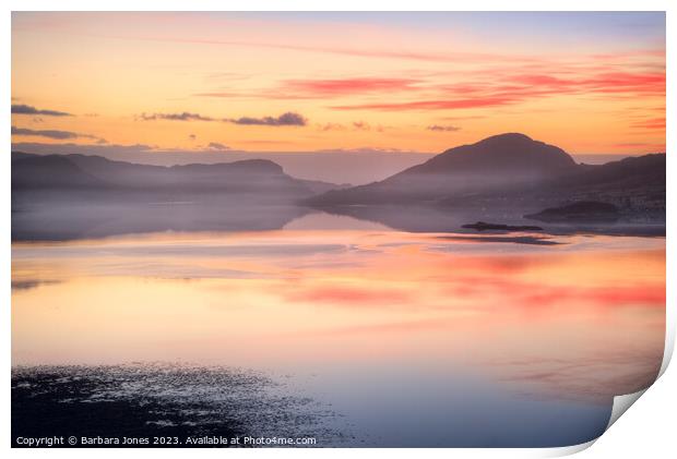 Loch Carron Sunset, Dying Embers, Scotland. Print by Barbara Jones