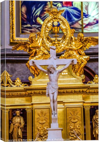 Crucifix Golden Altar Cathedral Berlin Germany Canvas Print by William Perry