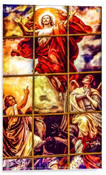 Christ Rising Ascension Stained Glass Cathedral Berlin Germany Acrylic by William Perry