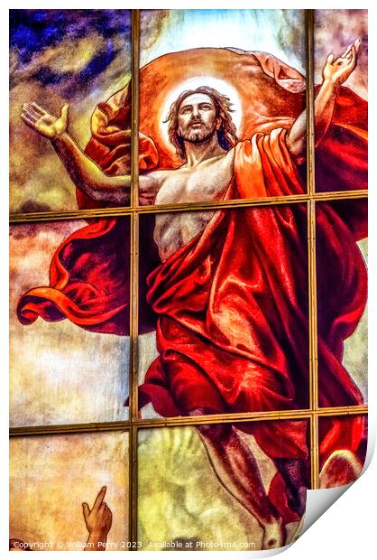 Christ Rising Ascension Stained Glass Cathedral Berlin Germany Print by William Perry
