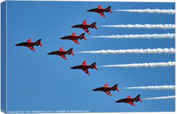 Red Arrows' Spectacular Performance Over Moray Canvas Print by Tom McPherson