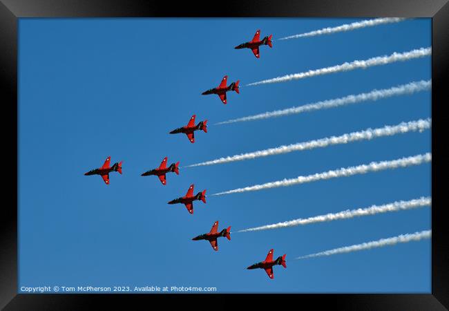 Red Arrows' Spectacular Sunshine Showcase Framed Print by Tom McPherson
