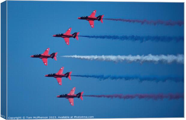 Red Arrows' Skyward Dance Canvas Print by Tom McPherson