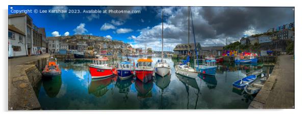 Vibrant Array at Mevagissey Harbour Acrylic by Lee Kershaw