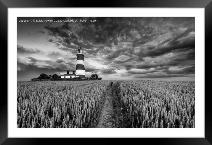 Clouds Over Happisburgh Lighthouse Monochrome Framed Mounted Print by David Powley