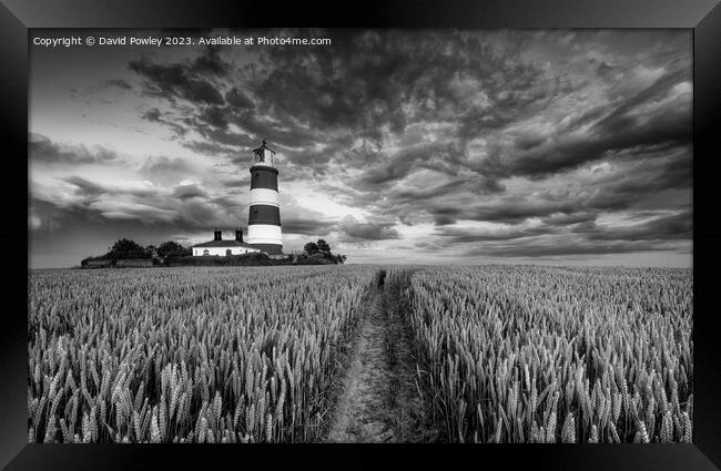 Clouds Over Happisburgh Lighthouse Monochrome Framed Print by David Powley