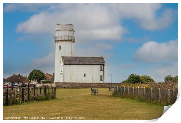 Hunstanton's Historic Beacon Light house Print by Holly Burgess