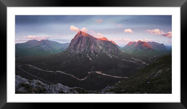 Buachaille Etive Mor Sunrise Panorama Framed Mounted Print by Anthony McGeever