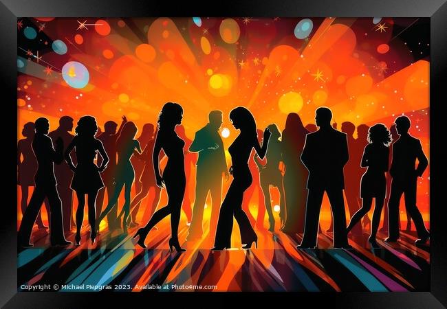 Nightlife in a disco concept created with generative AI technolo Framed Print by Michael Piepgras