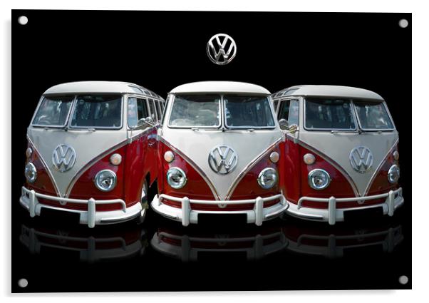 VW Campervan Trio Acrylic by Alison Chambers