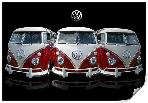 VW Campervan Trio Print by Alison Chambers