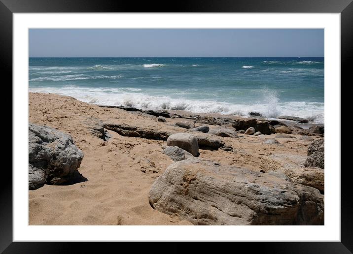 Empty beach near Ericeira, Portugal Framed Mounted Print by Lensw0rld 