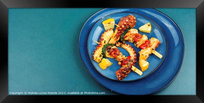 Delicious octopus skewers. Framed Print by Mykola Lunov Mykola