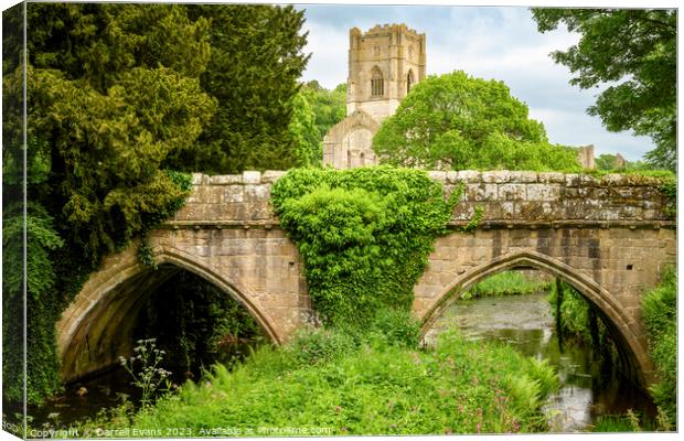 River Skell and Fountains Abbey Canvas Print by Darrell Evans