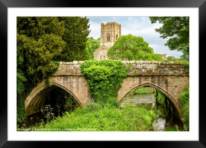 River Skell and Fountains Abbey Framed Mounted Print by Darrell Evans