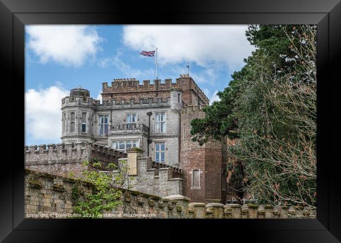 Brownsea Castle Hotel flying the union Jack, Dorset, England Framed Print by Dave Collins